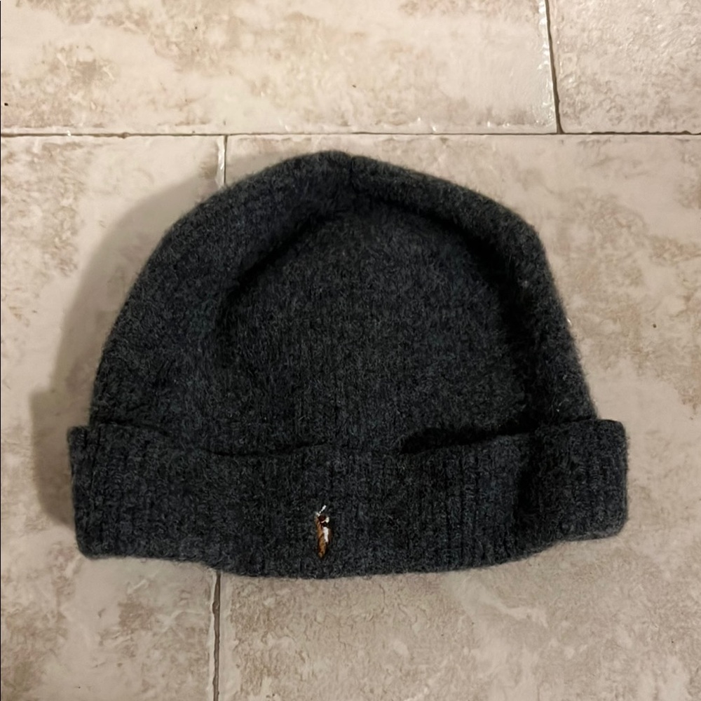 Polo Charcoal Gray Knit Beanie